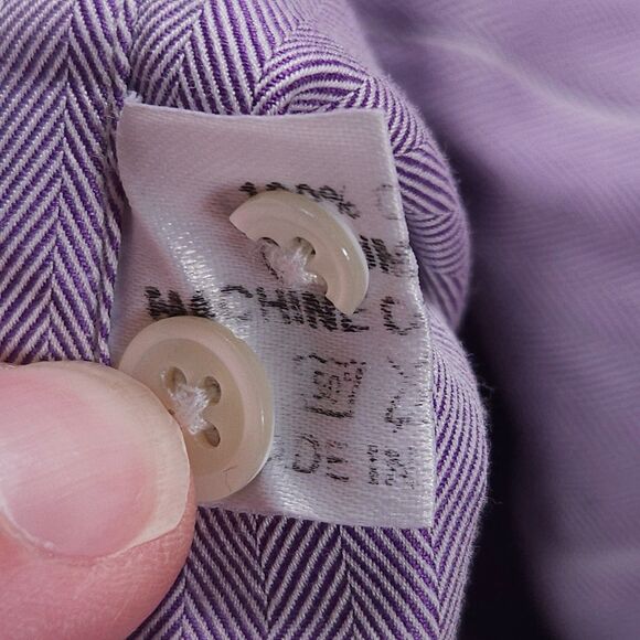 Gieves & Hawkes Dress Shirt 16.5-35.5 Purple Herringbone French Cuff Button Down - Picture 5 of 10